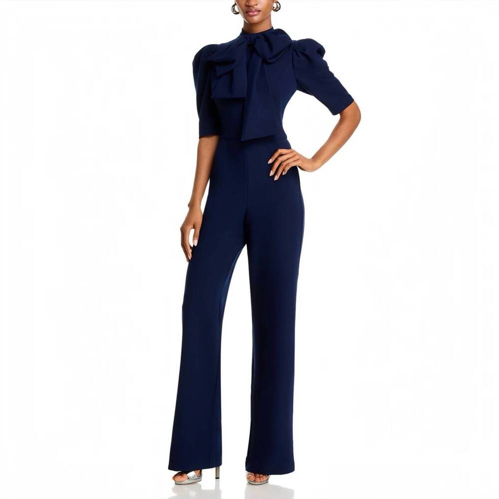NEW BLACK HALO ara bow straight leg jumpsuit in navy